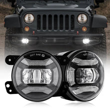 Load image into Gallery viewer, FOG Lights 'KONG' 4" LED with DRL for Wrangler JK JKU JL Gladiator (pair)