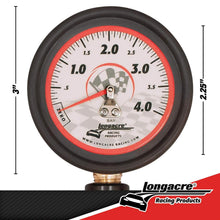 Load image into Gallery viewer, LONGACRE Racing Deluxe 2.5" Tyre Pressure Gauge - Analogue (0-4 bar)