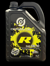 Load image into Gallery viewer, Origen Oil SAE 5W-40 synthetic competition lubricant container on a blurred background