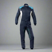 Load image into Gallery viewer, OMP TECNICA Hybrid Circuit Race Suit - Navy Blue/Cyan (Sizes 44-64) FIA 8856-2018