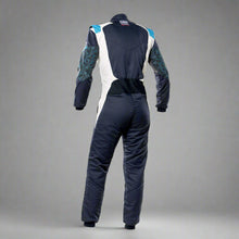 Load image into Gallery viewer, OMP TECNICA Hybrid Circuit Race Suit - Navy Blue/Cyan (Sizes 44-64) FIA 8856-2018