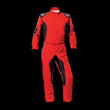Load image into Gallery viewer, OMP Red and black racing suit on a white background