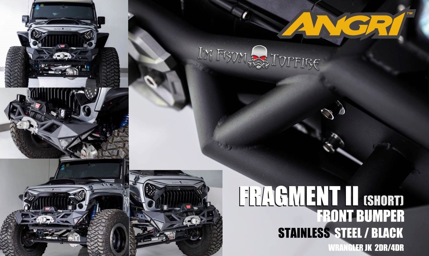 Topfire Fragment II Stainless Steel Front Bumper (Stubby) for Wrangler JK JKU
