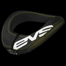 Load image into Gallery viewer, Black and yellow EVS RS2 Karting Neck Protector Collar with white logo