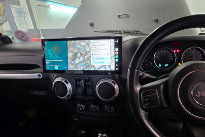 NEW 12.3″ PREMIUM Apple Car Play Upgrade for Jeep Wrangler JK/JKU 2008-2018 (INSTALLED with REVERSE CAM) with Android Auto