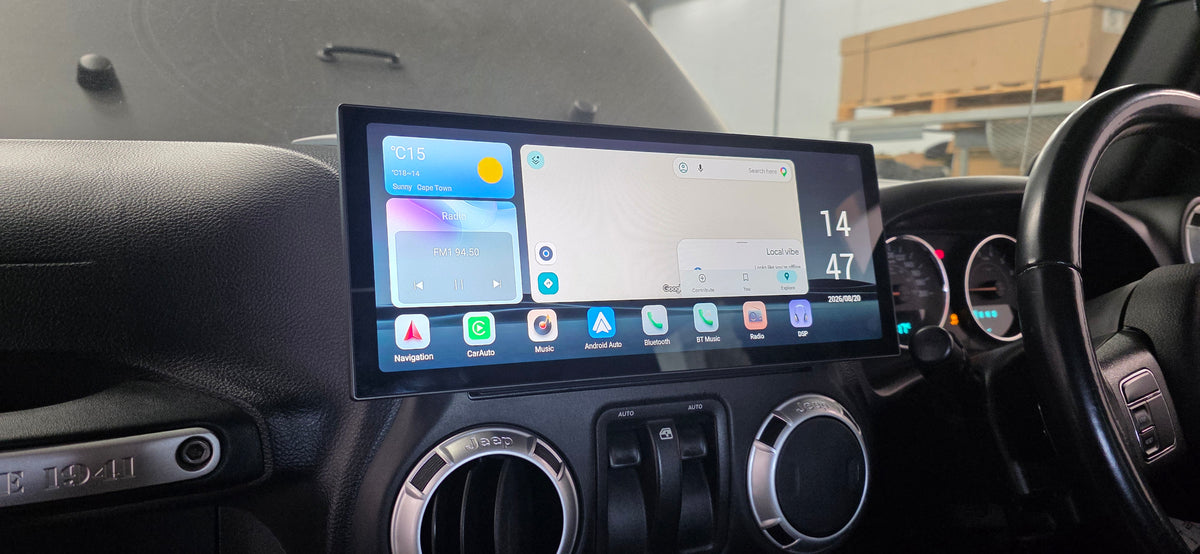 NEW 12.3″ PREMIUM Apple Car Play Upgrade for Jeep Wrangler JK/JKU 2008-2018 (INSTALLED with REVERSE CAM) with Android Auto