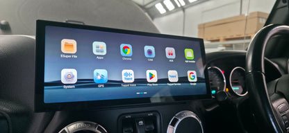 NEW 12.3″ PREMIUM Apple Car Play Upgrade for Jeep Wrangler JK/JKU 2008-2018 (INSTALLED with REVERSE CAM) with Android Auto