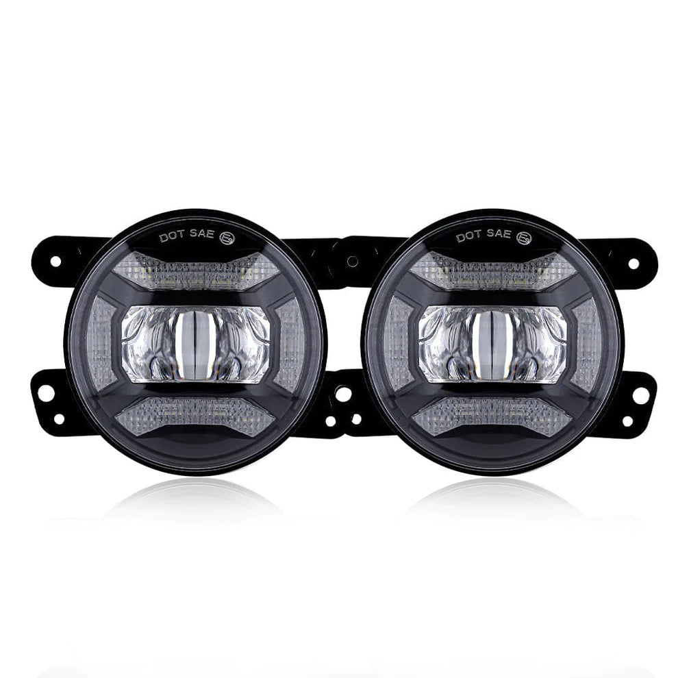 FOG Lights 'KONG' 4" LED with DRL for Wrangler JK JKU JL Gladiator (pair)