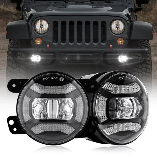 FOG Lights 'KONG' 4" LED with DRL for Wrangler JK JKU JL Gladiator (pair)