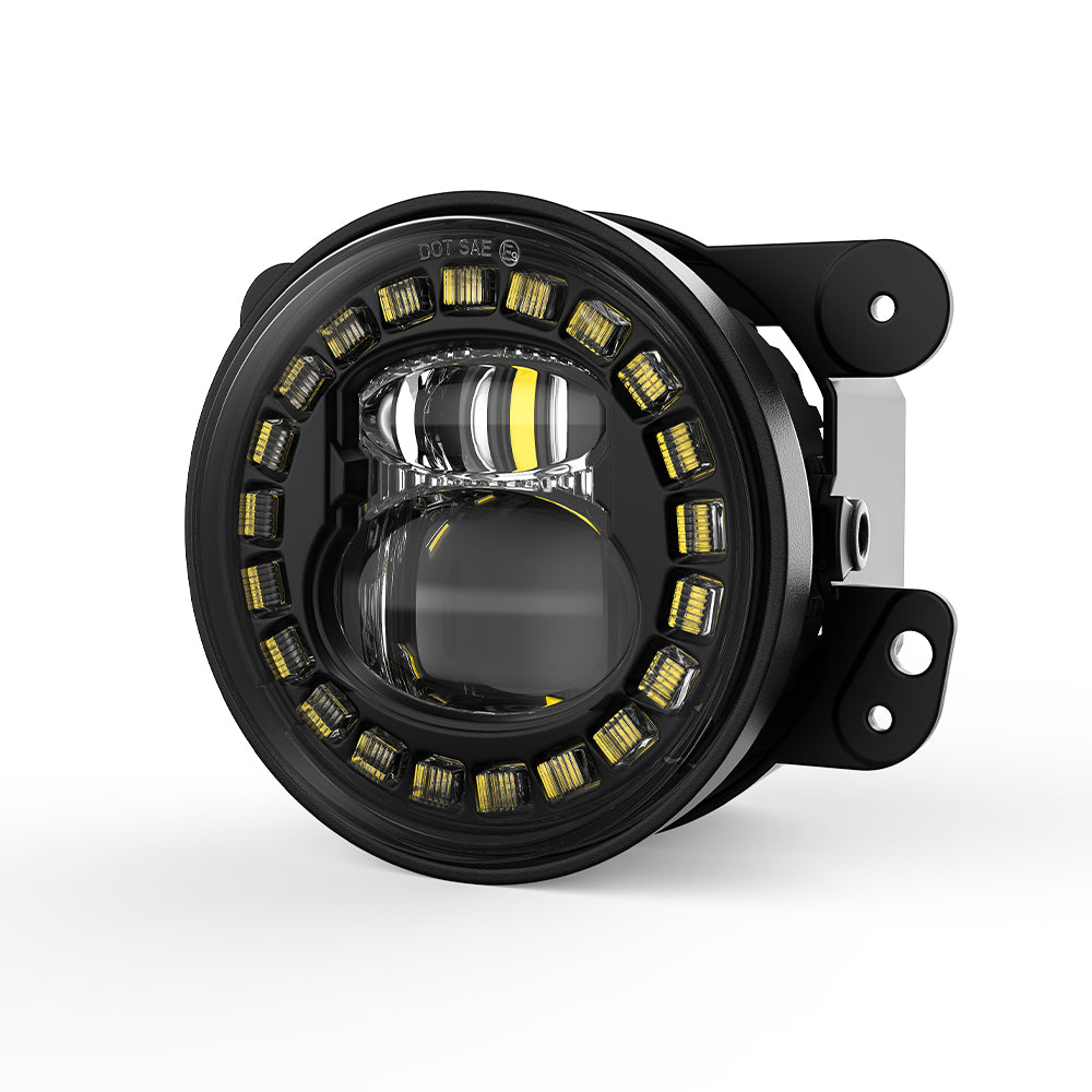 FOG Lights 'CLOCK' 4" LED with DRL for Wrangler JK JKU JL Gladiator (pair)