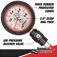 Load image into Gallery viewer, LONGACRE Racing Deluxe 2.5" Tyre Pressure Gauge - Analogue (0-4 bar)
