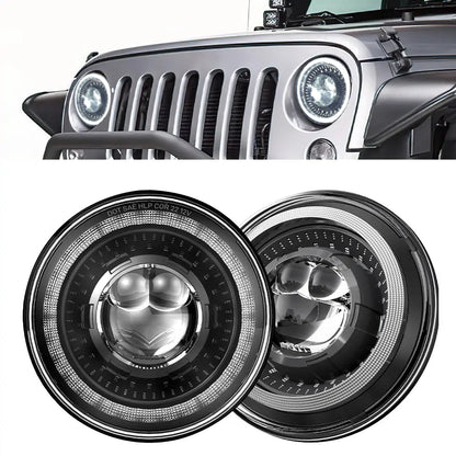 LED Headlights 'Dragons Eye' with DRL for Wrangler JK JKU TJ (pair) A+ 'OSRAM' LED