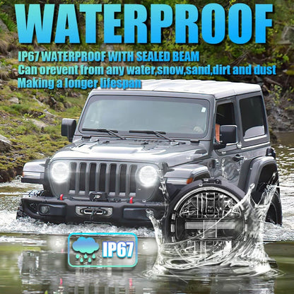 LED Headlights 'KONG' for Wrangler JL with DRL (pair with JL Adaptors) A+ 'Philips' LED