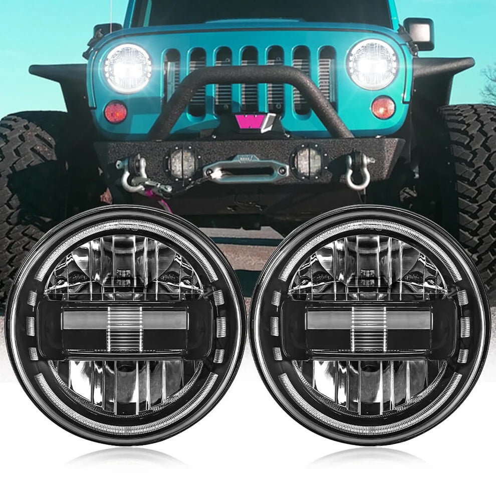LED Headlights 'KONG' for Wrangler JL with DRL (pair with JL Adaptors) A+ 'Philips' LED