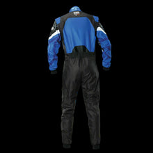 Load image into Gallery viewer, OMP KS-3X 'ART' Kart Suit BLACK / BLUE - Youth to Adult (Sizes 42-62)
