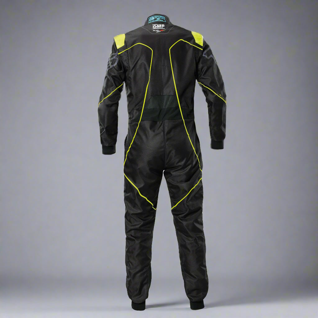 OMP KS-3X 'ART2' Kart Suit BLACK / FLURO YELLOW - Youth to Adult (Sizes 42-62)