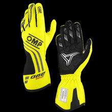 Load image into Gallery viewer, OMP 'ONE EVO-X' Circuit Racing Gloves - NAVY BLUE/CYAN (FIA 8856-2018)
