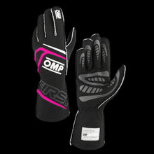 Load image into Gallery viewer, OMP 'FIRST' Circuit Racing Gloves - BLACK / FLURO YELLOW (FIA 8856-2018)
