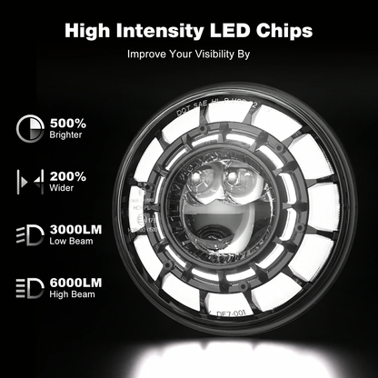 LED Headlights 'GALAXY' with DRL for Wrangler JL (pair with JL Adaptors) A+ 'PHILIPS' LED