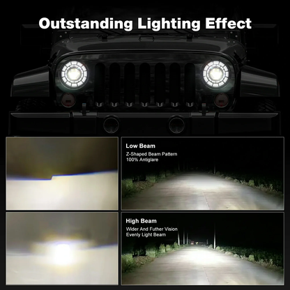 LED Headlights 'GALAXY' with DRL for Wrangler JL (pair with JL Adaptors) A+ 'PHILIPS' LED