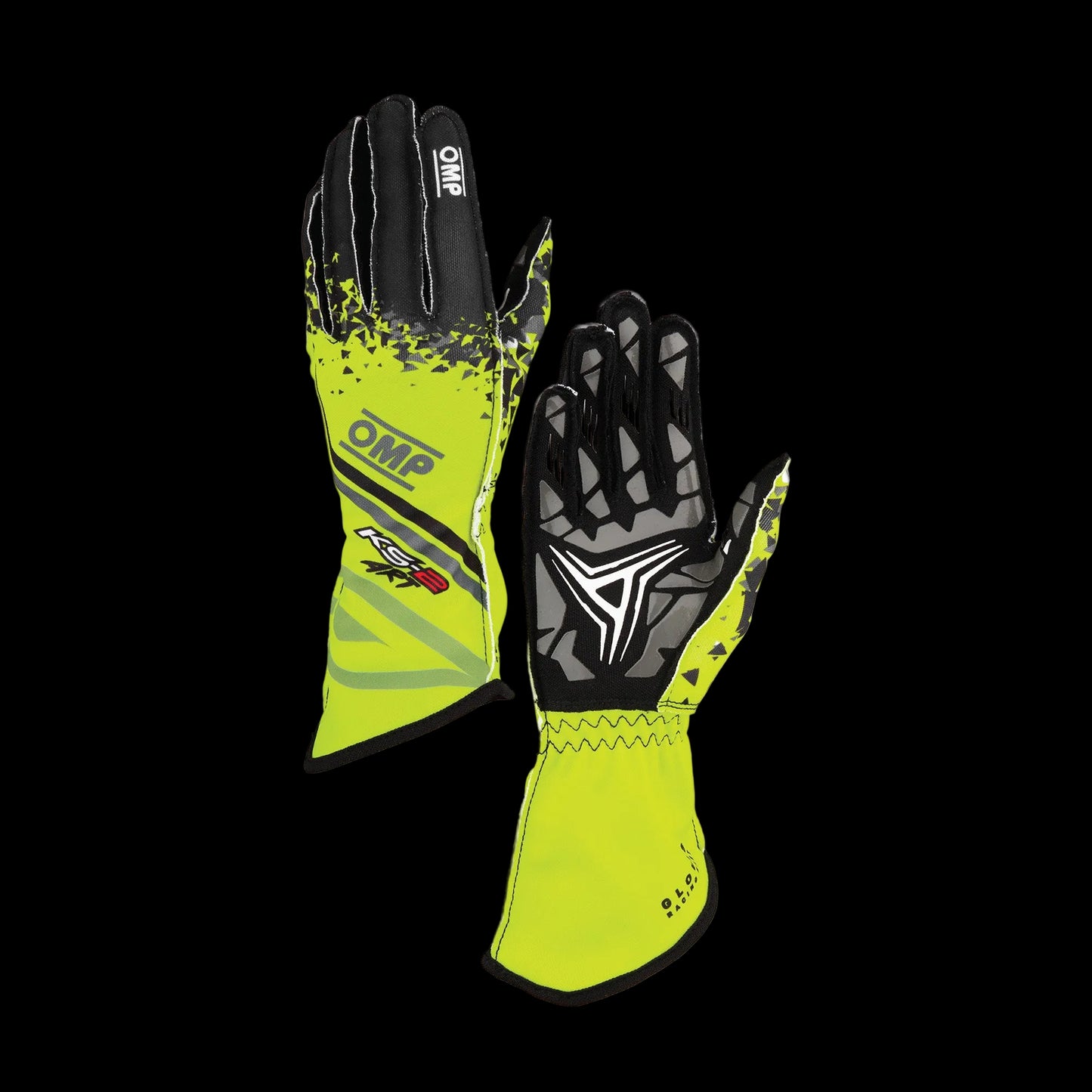 OMP KS-2 'ART' 2025 Kart Gloves - Yellow / Black (Kids to Adult Sizes 5XS-XL)