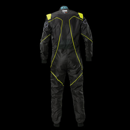 OMP KS-3X 'ART2' Kart Suit BLACK / FLURO YELLOW - Youth to Adult (Sizes 42-62)