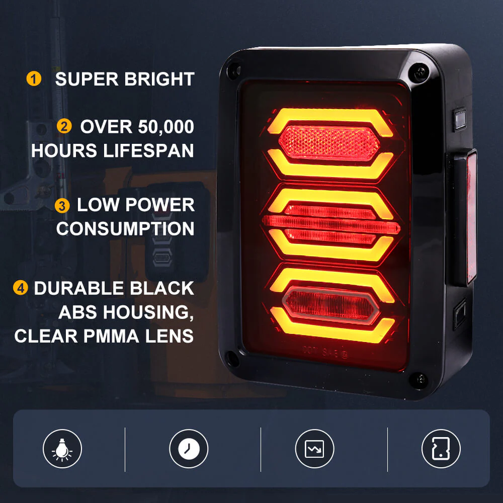 TAIL LIGHTS - HEX LED replacement for Wrangler JK JKU (pair)