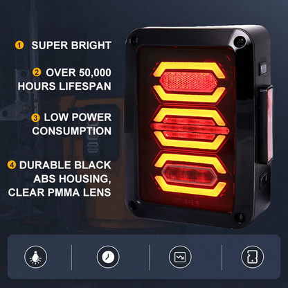 TAIL LIGHTS - HEX LED replacement for Wrangler JK JKU (pair)