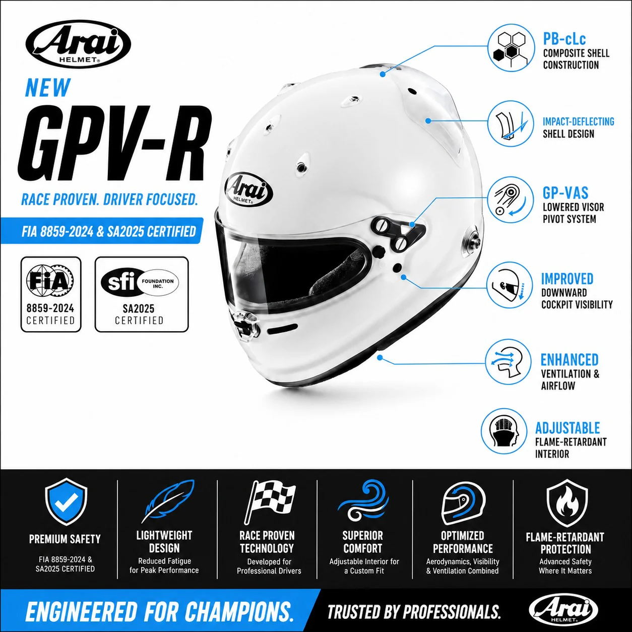 ARAI GPV-R Motorsport Race Helmet (White)