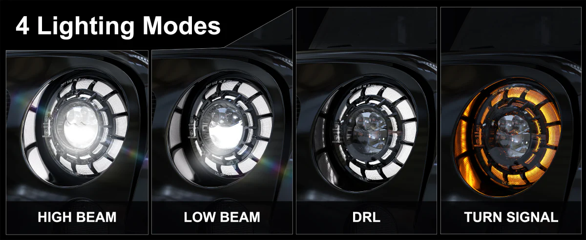 LED Headlights 'GALAXY' with DRL for Wrangler JL (pair with JL Adaptors) A+ 'PHILIPS' LED