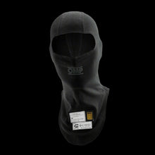 Load image into Gallery viewer, Black balaclava with OMP logo on a gray background
