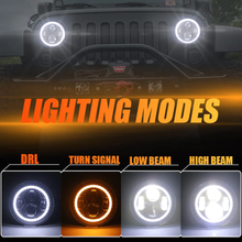 Load image into Gallery viewer, Headlights 'RED Avenger' LED DRL Halo for Wrangler JK JKU TJ (pair)
