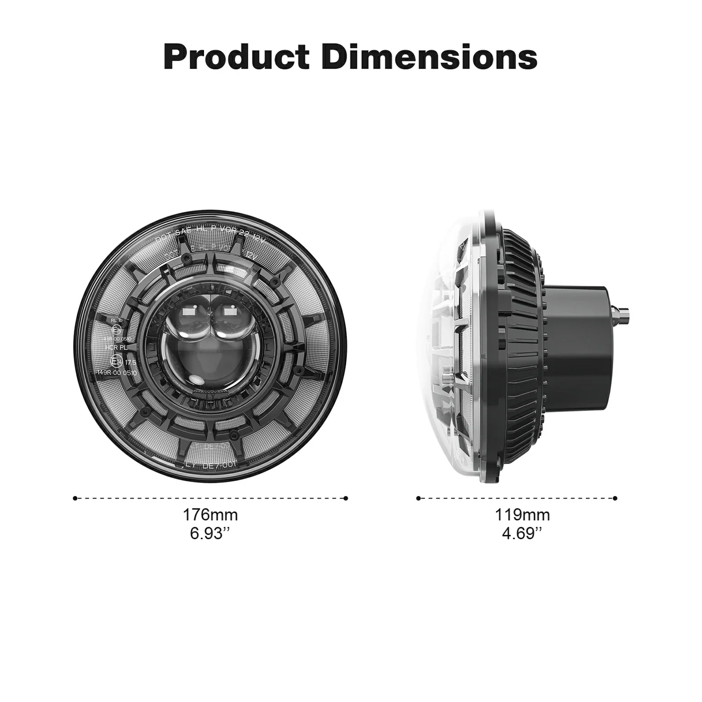 LED Headlights 'GALAXY' with DRL for Wrangler JL (pair with JL Adaptors) A+ 'PHILIPS' LED