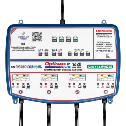 OPTIMATE 2 Duo - x4 QUAD Bank (Lithium / Standard) Car / Kart Battery Charger TM574