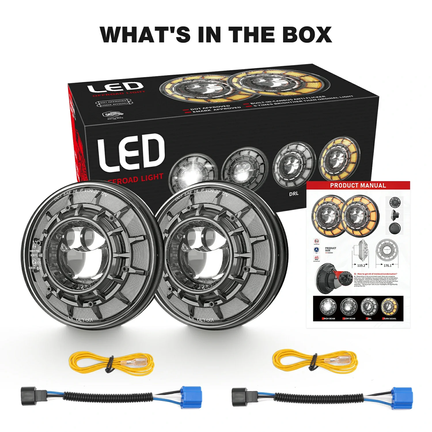 LED Headlights 'GALAXY' with DRL for Wrangler JL (pair with JL Adaptors) A+ 'PHILIPS' LED