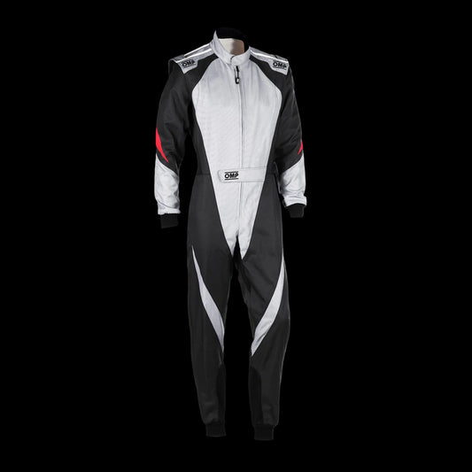 OMP KS-3X Kart Suit GREY/ BLACK - KIDS (Sizes 120-160)