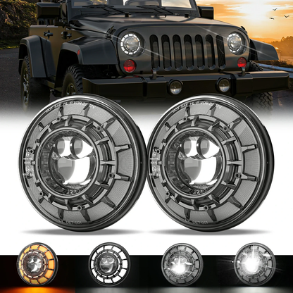 LED Headlights 'GALAXY' with DRL for Wrangler JL (pair with JL Adaptors) A+ 'PHILIPS' LED
