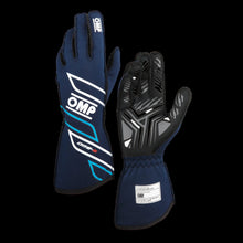 Load image into Gallery viewer, OMP 'ONE-S' Circuit Racing Gloves - NAVY BLUE / CYAN (FIA 8856-2018)
