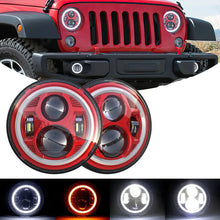 Load image into Gallery viewer, Headlights 'RED Avenger' LED DRL Halo for Wrangler JK JKU TJ (pair)
