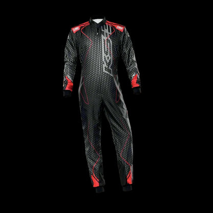 OMP KS-3R  'ART' Kart Suit BLACK / RED - Youth to Adult (Sizes 42-62)