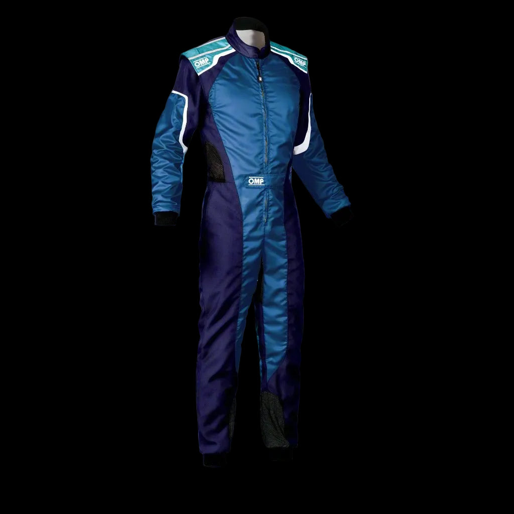 OMP KS-3 Kart Suit BLUE/WHITE/CYAN - KIDS (Sizes 120-160)