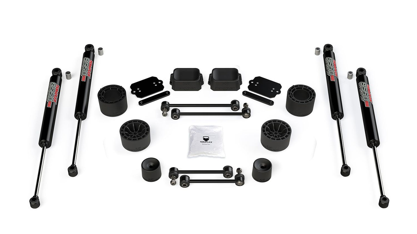 FULLY FITTED: 2.5” Teraflex Performance Spacer Lift Kit with 9550 shocks for Wrangler 2dr JL / 4dr JLU