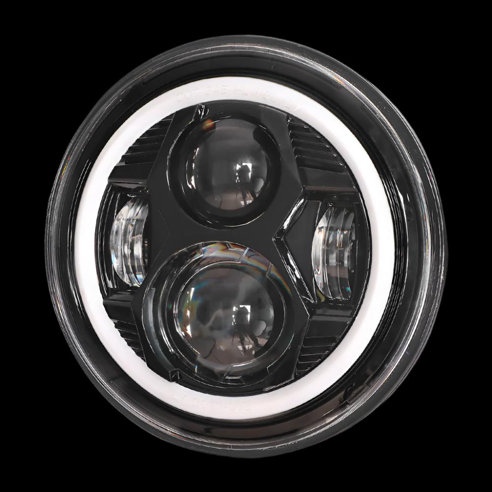 Headlights Black Avenger LED DRL Halo for Wrangler JK JKU TJ (pair)