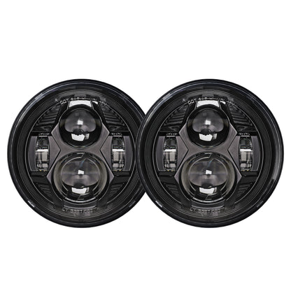 Headlights 'BLACKED OUT' Avenger LED for Wrangler JK JKU TJ (pair)
