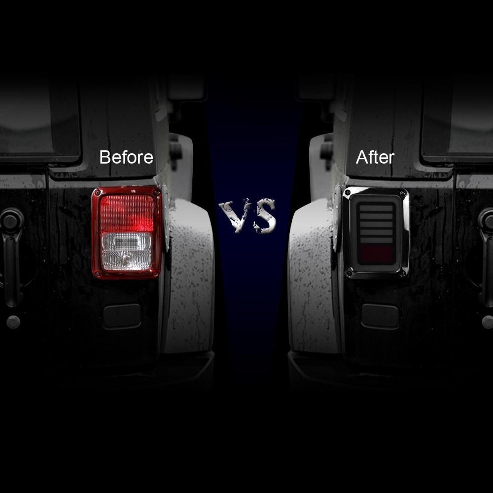 TAIL LIGHTS - DARK STRIPE LED replacement for Wrangler JK JKU (pair)
