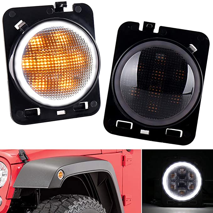 INDICATORS LED - Standard Fenders 'Flush Mount' with HALO DRL for Wrangler JK JKU (pair)
