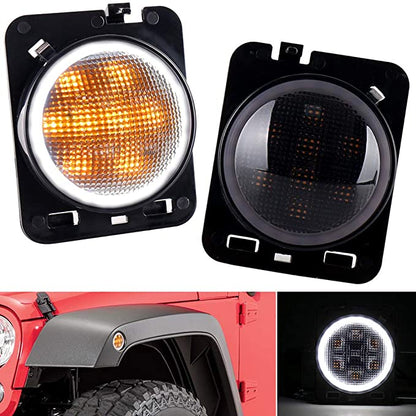 INDICATORS LED - Standard Fenders 'Flush Mount' with HALO DRL for Wrangler JK JKU (pair)