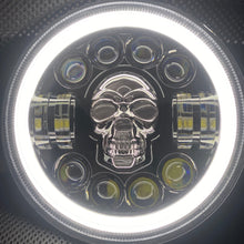 Load image into Gallery viewer, Headlights COLOURED SKULL LED DRL Halo for Wrangler JK / JKU / TJ (pair)
