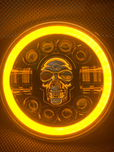 Load image into Gallery viewer, Headlights COLOURED SKULL LED DRL Halo for Wrangler JK / JKU / TJ (pair)
