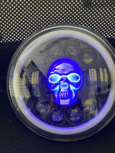 Load image into Gallery viewer, Headlights COLOURED SKULL LED DRL Halo for Wrangler JK / JKU / TJ (pair)
